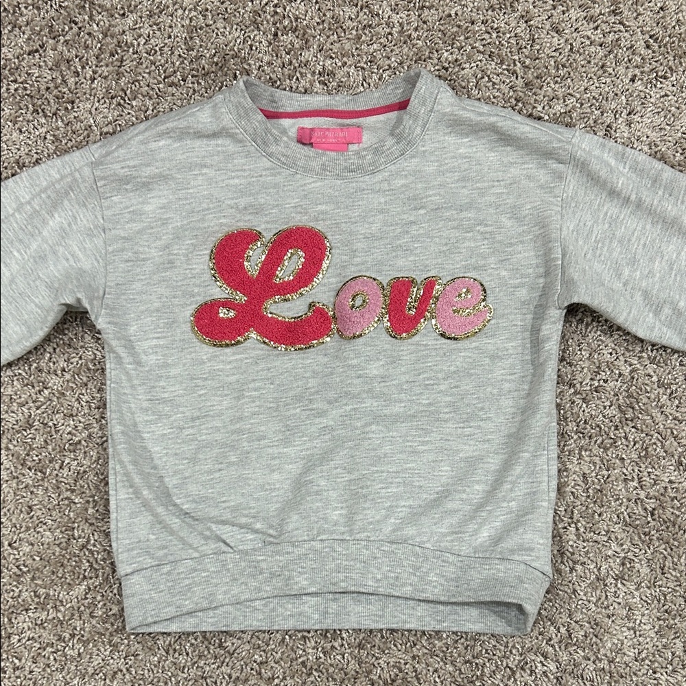 Isaac Mizrahi Gray and Pink Love Kids Sweatshirt